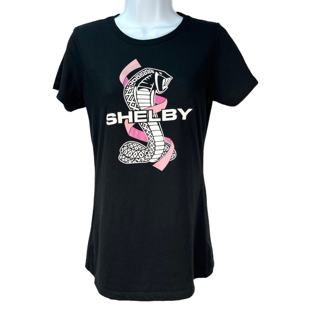 Shelby Women’s‎ Medium Black Crewneck T-Shirt w/ Cobra & Breast Cancer Awareness